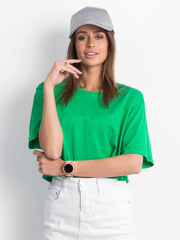 Fashionhunters Zielony damski krótki t-shirt
