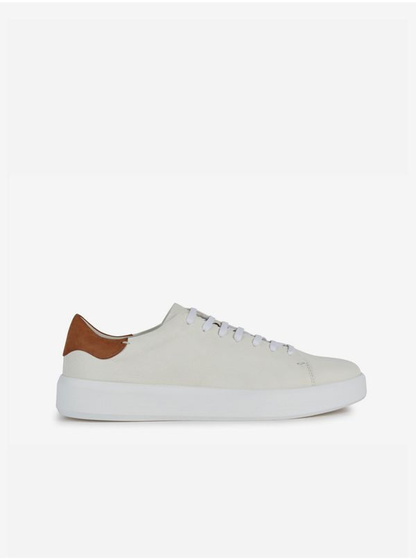 GEOX Cream Mens Leather Sneakers with Suede Details Geox - Men