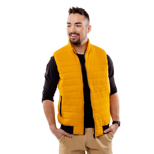 Glano Men's quilted vest GLANO - yellow
