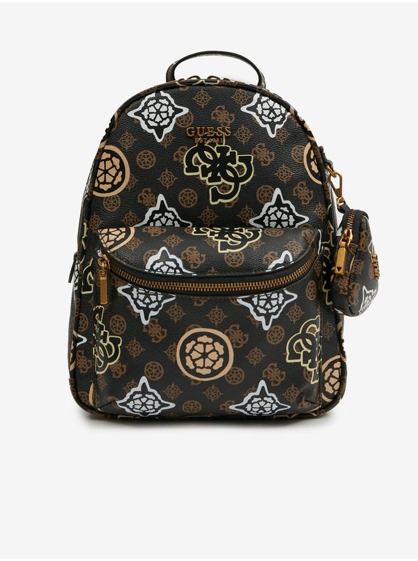 Guess Dark brown women's patterned backpack Guess House Party - Women