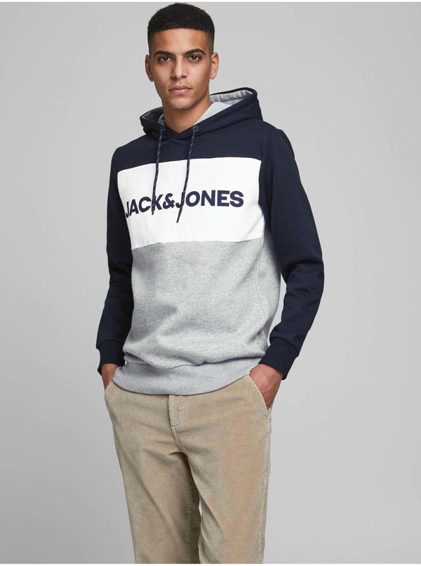Jack & Jones Blue-Grey Hoodie Jack & Jones - Mens