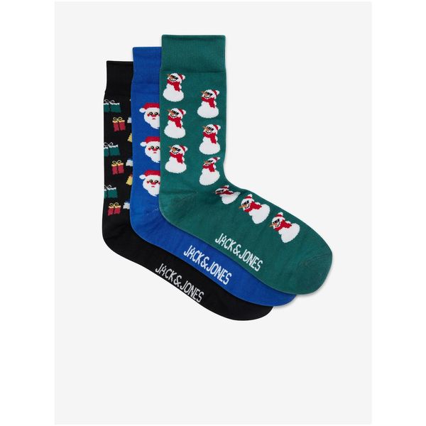 Jack & Jones Jack & Jones Set of three pairs of Christmas socks in green, blue and black Jack - Men