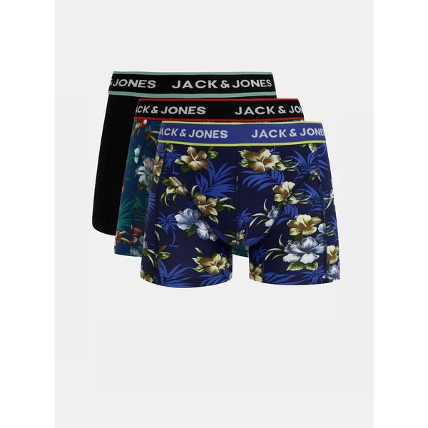 Jack & Jones Set of three boxers in blue and black Jack & Jones Flower - Men