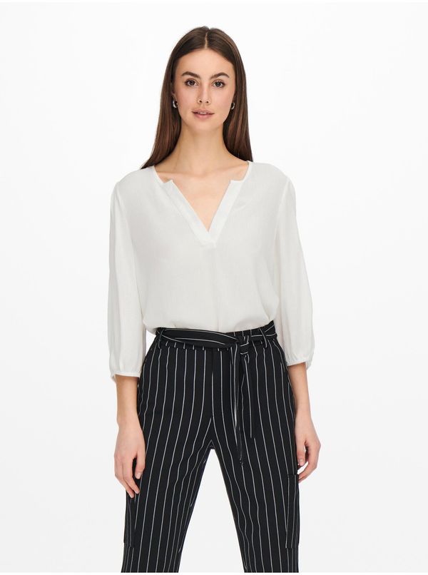 JDY White blouse with three-quarter sleeves JDY Lucy - Ladies