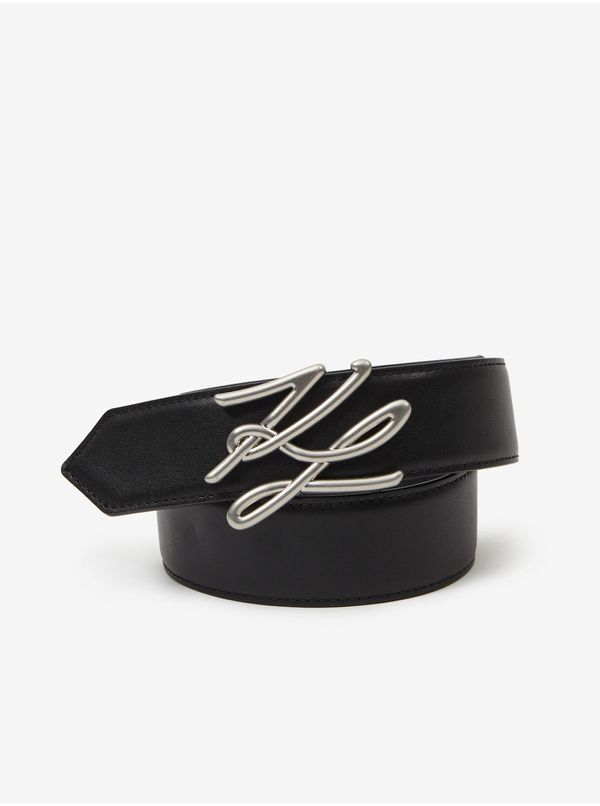 Karl Lagerfeld Black Women's Leather Belt KARL LAGERFELD Autograph - Women