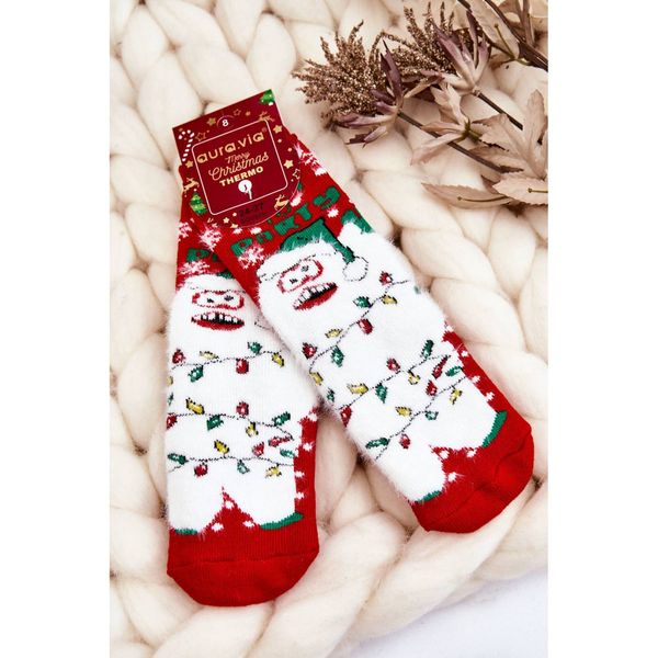 Kesi Children's Christmas Cotton Thermoactive Socks Yeti Red