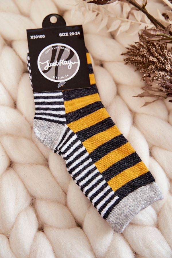 Kesi Children's classic socks with stripes and stripes Yellow