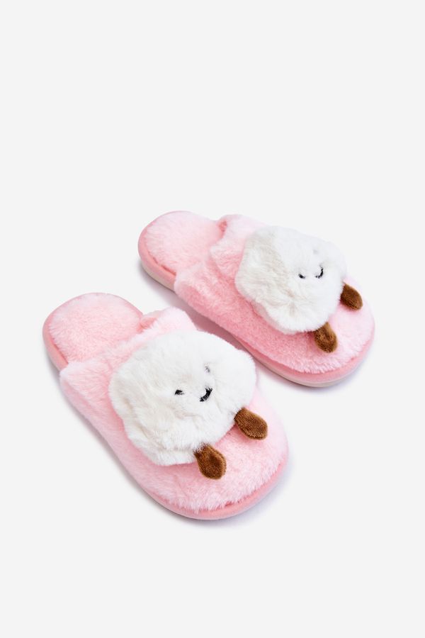 Kesi Children's warm slippers with fur Pink Rubee