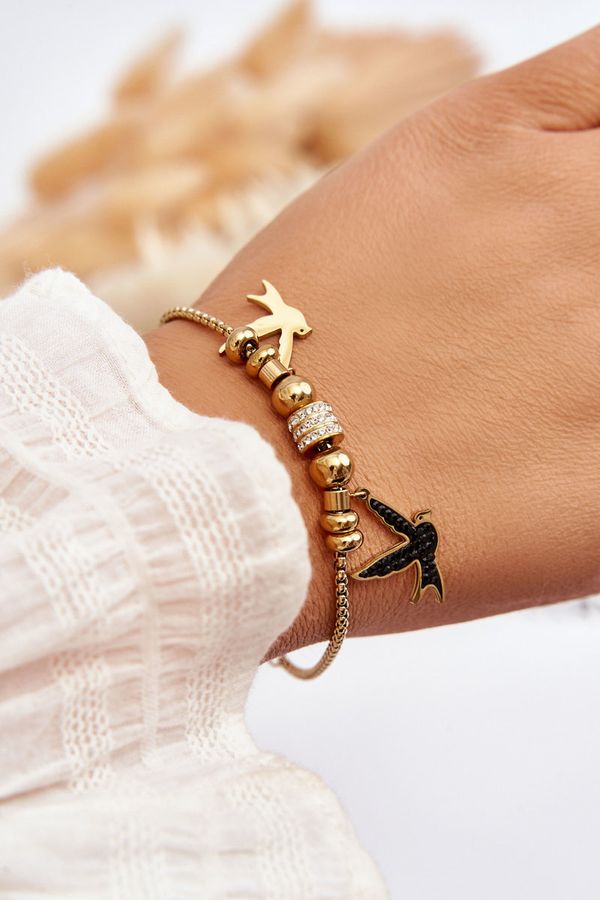 Kesi Elegant women's clover bracelet with Swallows zircony gold