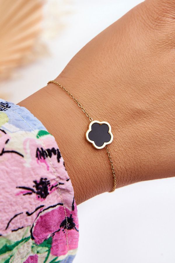 Kesi Lady's bracelet with black flower of gold