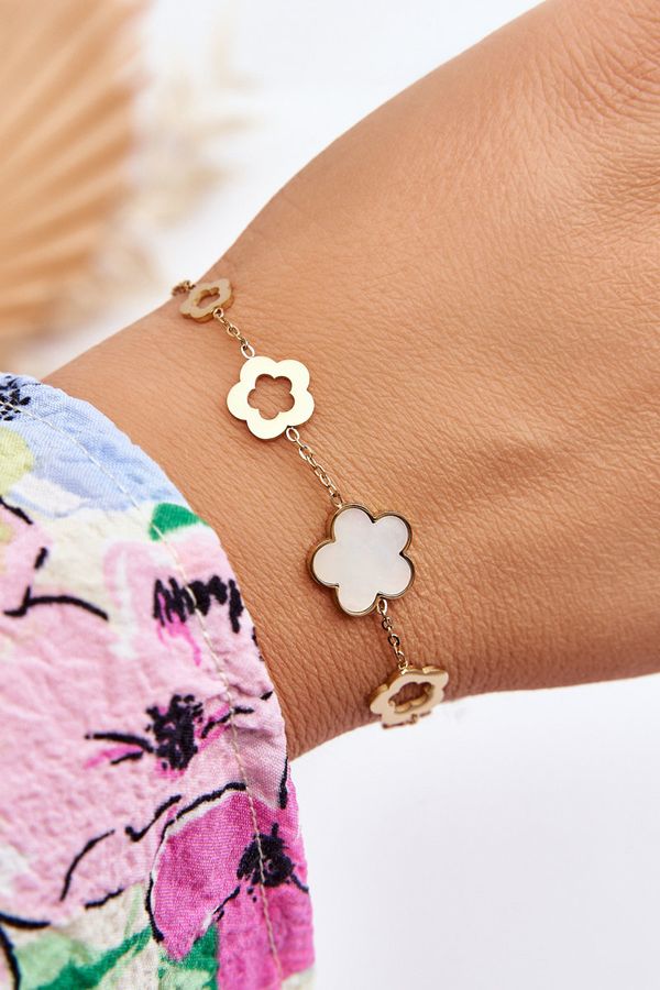 Kesi Lady's bracelet with flowers gold-white