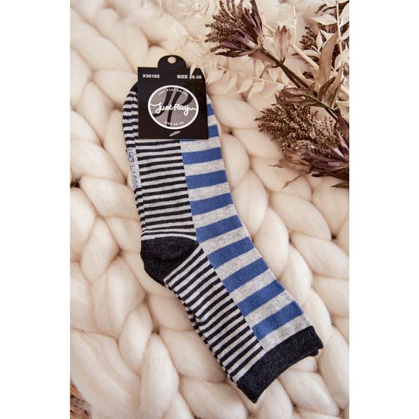 Kesi Women's classic socks with stripes and stripes Blue