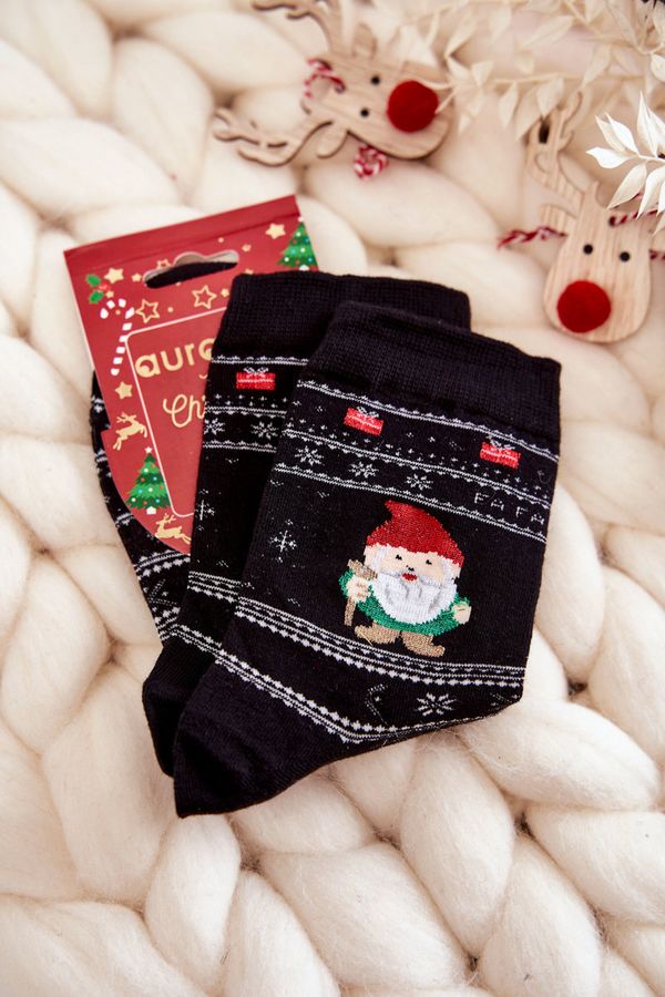 Kesi Women's Cotton Christmas Socks Elves Black