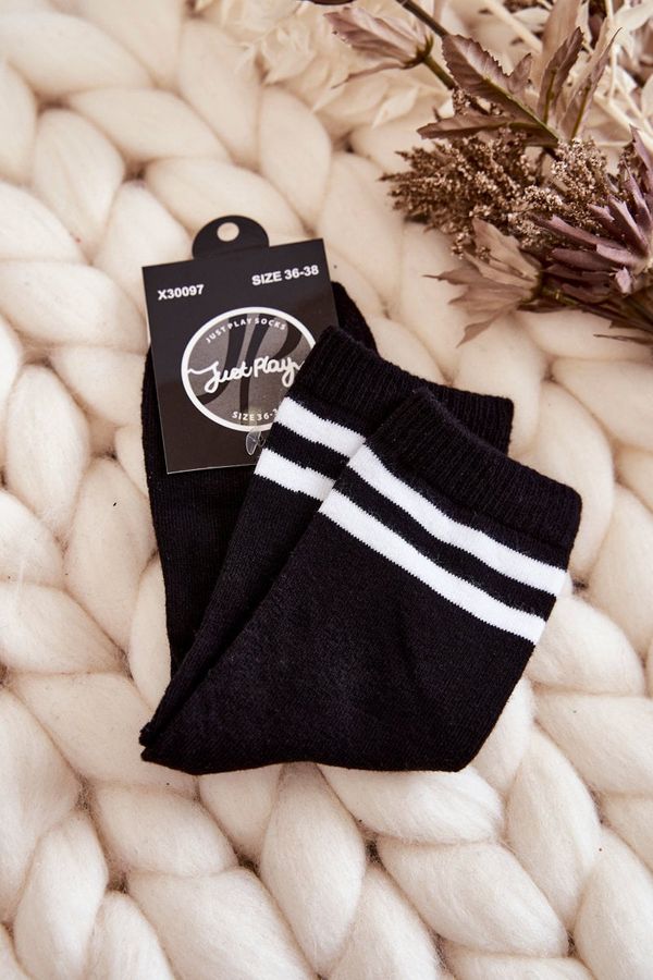 Kesi Women's cotton sports socks with stripes black