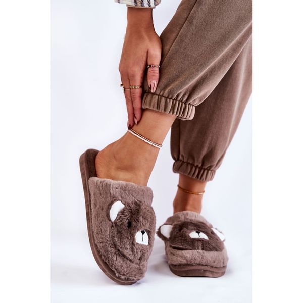 Kesi Women's Fur Slippers With Teddy Brown Solly