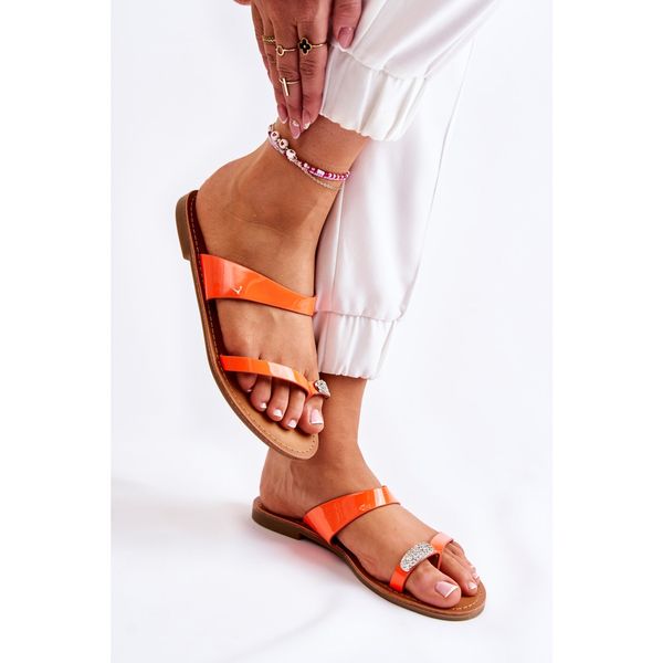 Kesi Women's Lacquered Flip-flops Orange Jimena
