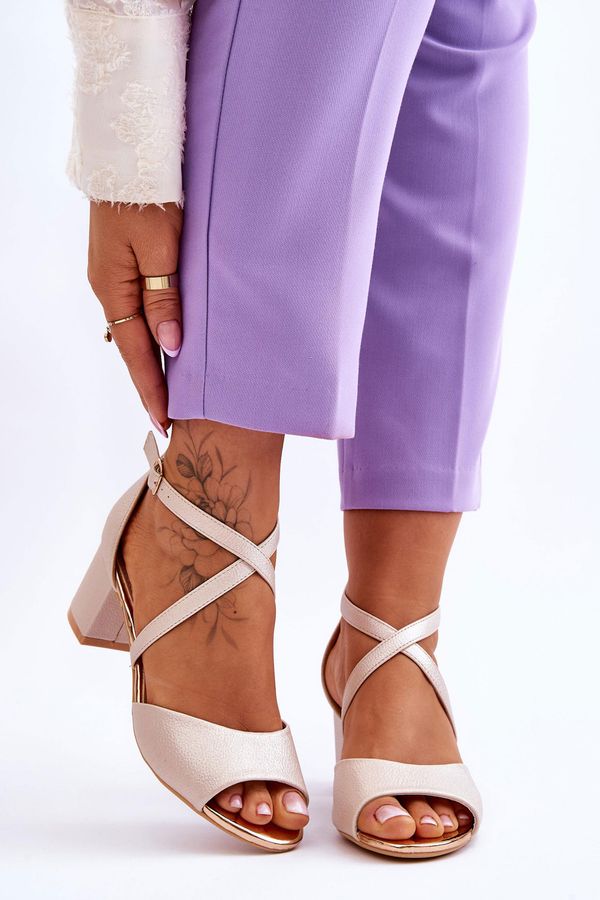 Kesi Women's Leather Low Heel Sandals Gold Quinn