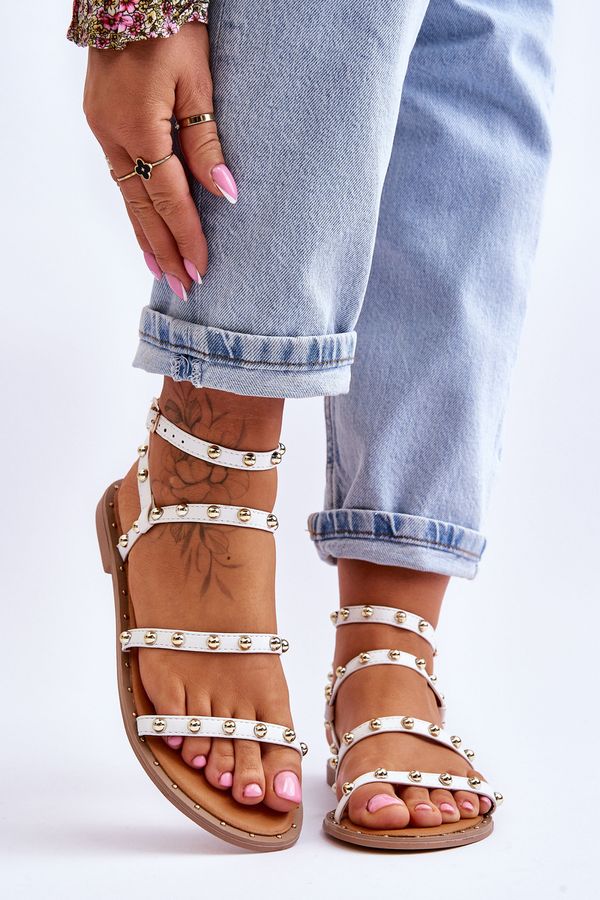 Kesi Women's sandals with decorative studs white Dorothy