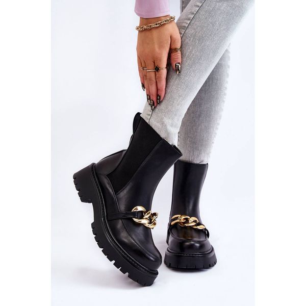 Kesi Women's Warm Boots With Front Decoration Black Tilda