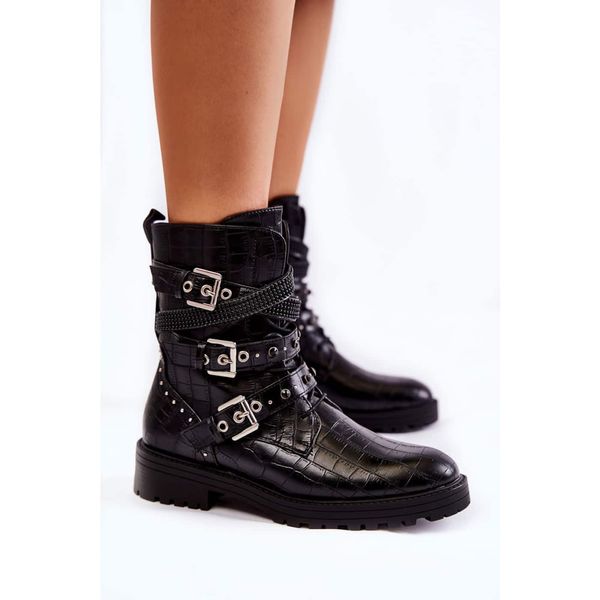 Kesi Women's Warm Boots With Strips Snake Black Lamberta