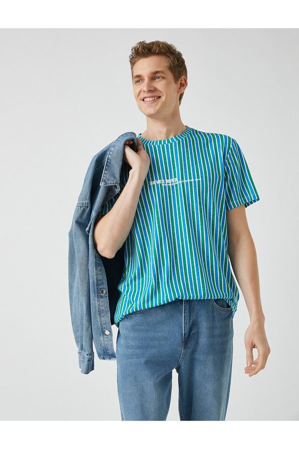 Koton Koton Embroidered Striped T-Shirt