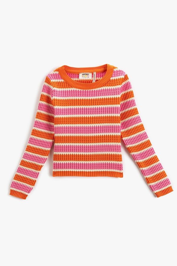 Koton Koton Girl's Round Neck Knitted Sweater 3skg90003ht