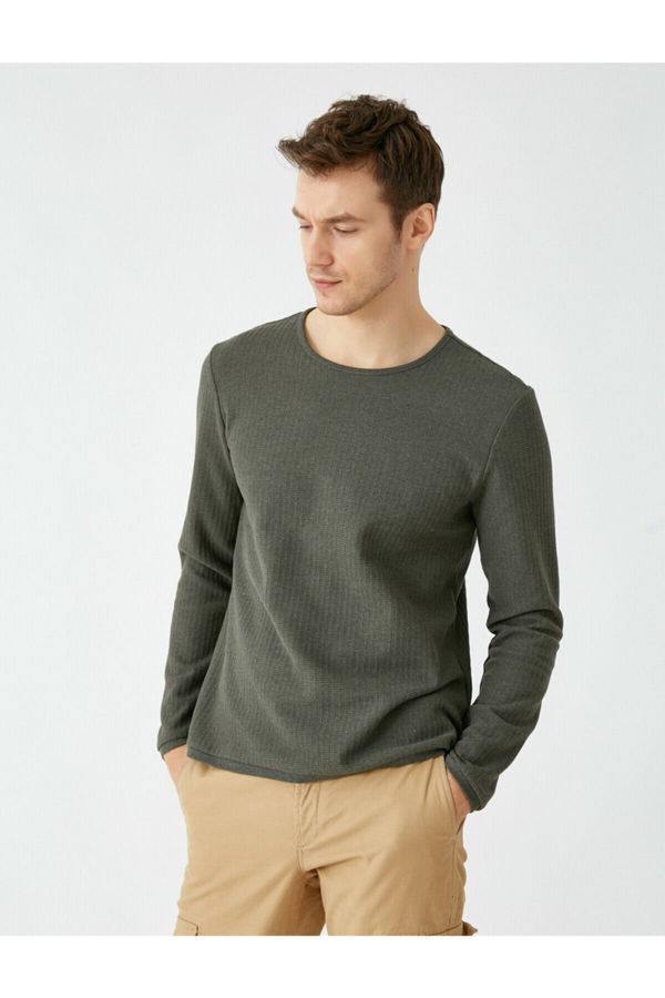 Koton Koton Men's Green Basic Crew Neck Long Sleeve Sweater