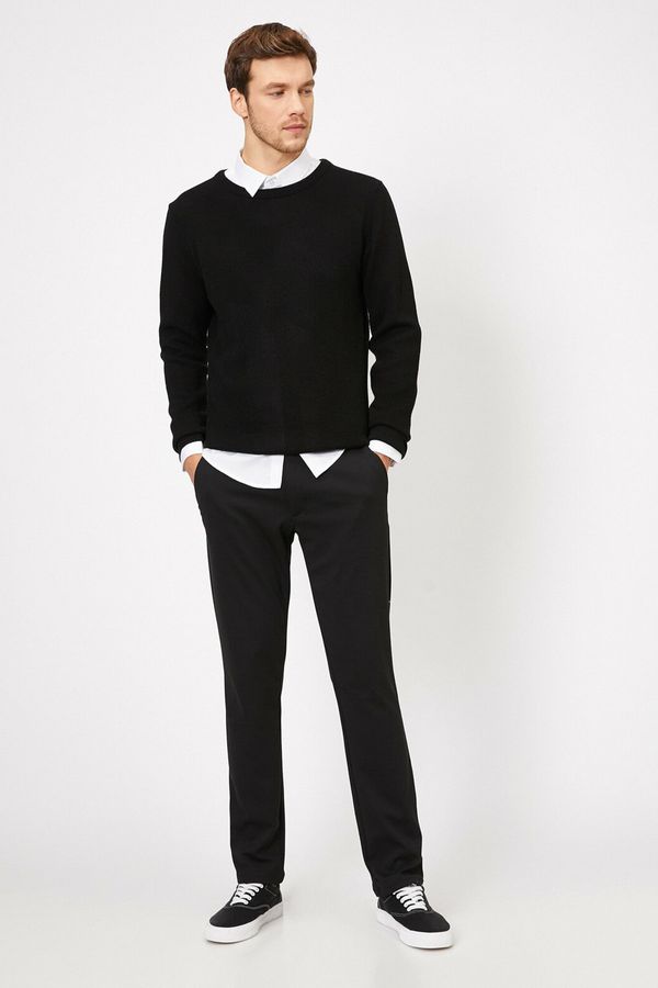 Koton Koton Męskie czarne spodnie kieszonkowe Detail