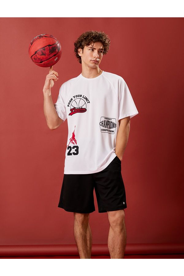 Koton Koton Oversize Sports T-Shirt Basketball Printed Crew Neck Breathable Fabric