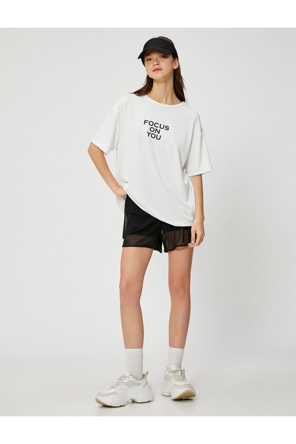 Koton Koton Oversize Sports T-Shirt Printed