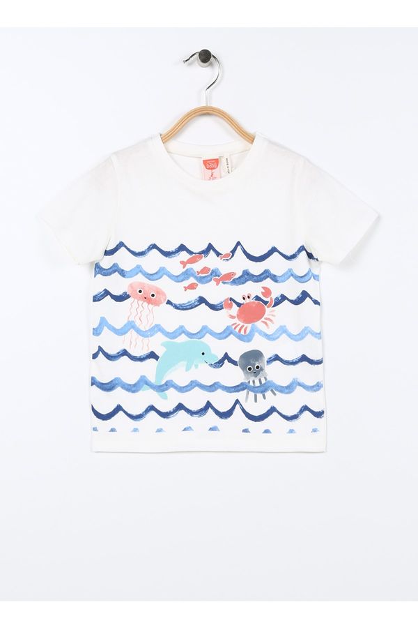 Koton Koton Printed Ecru Baby T-shirt 3smb10014tk