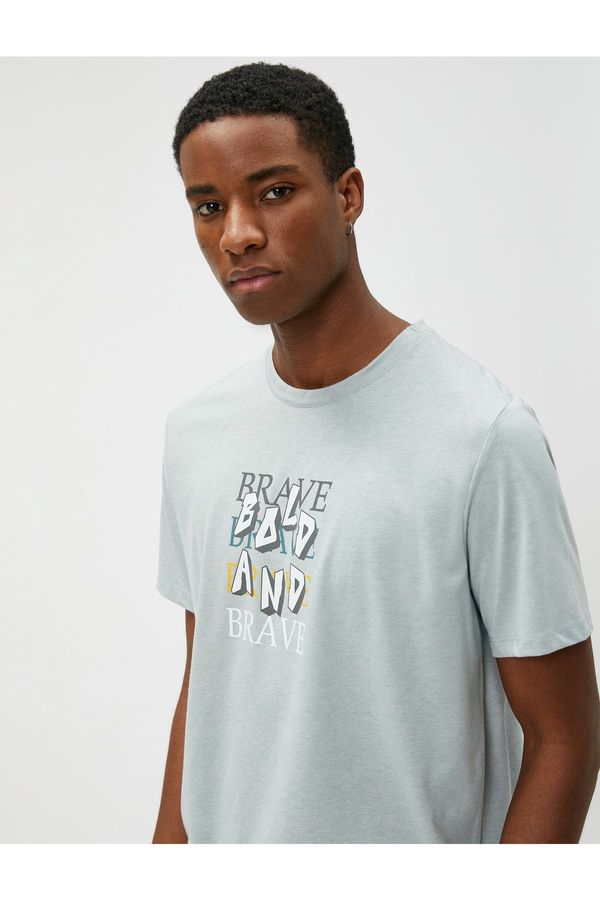 Koton Koton Slogan Printed T-Shirt Crew Neck Short Sleeve