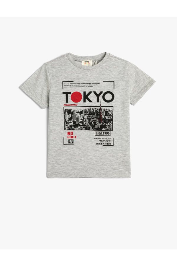 Koton Koton T-Shirt Short Sleeve Crew Neck Tokyo Printed Cotton