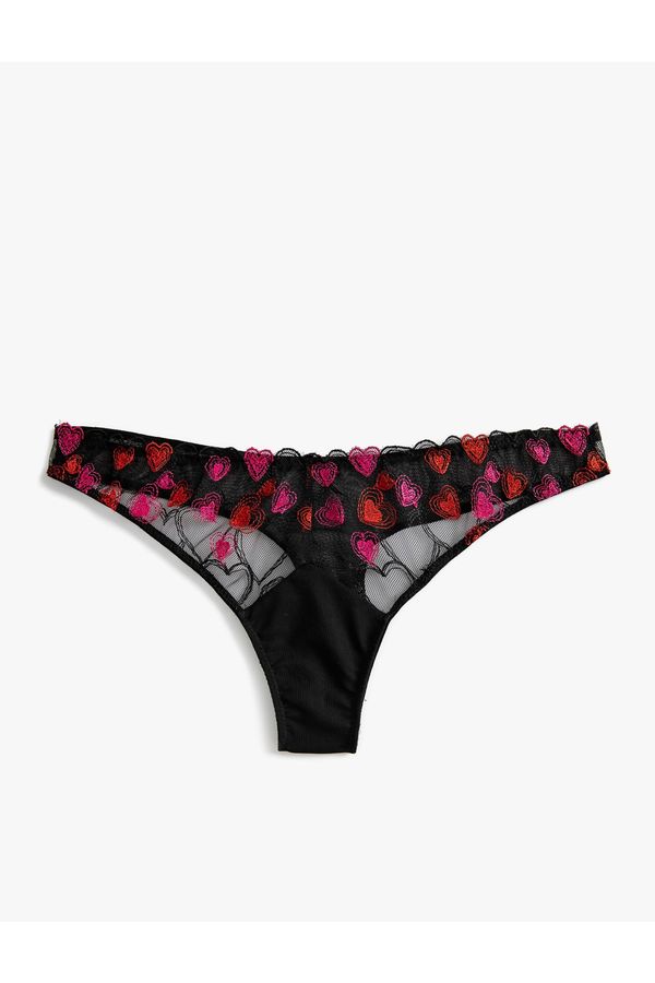 Koton Koton Tulle String Panties Heart Embroidered