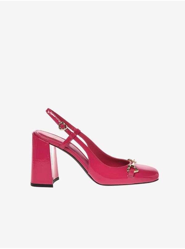 Love Moschino Dark Pink Women's Leather Heeled Sandals Love Moschino - Women