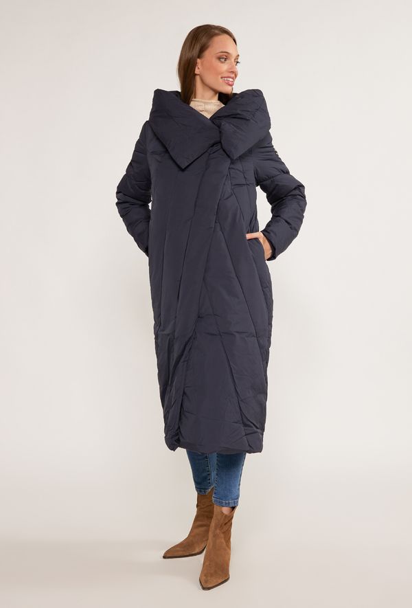 MONNARI MONNARI Woman's Coats Coat With A Spacious Collar And Hood Navy Blue