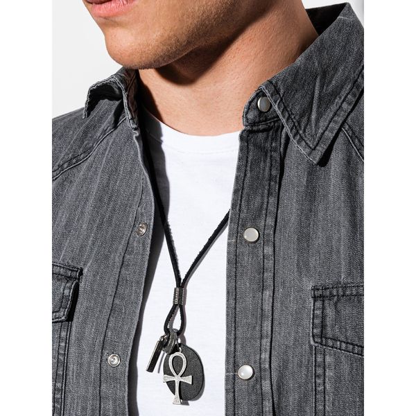 Ombre Ombre Clothing Men's necklace on the leather strap A359