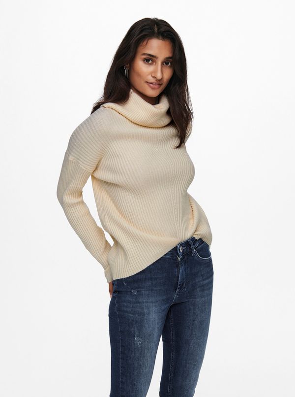Only Cream Ribbed Turtleneck ONLY Katia - Women