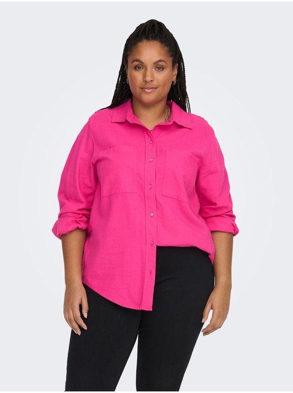 Only Dark pink women's linen oversize shirt ONLY CARMAKOMA Caro - Women
