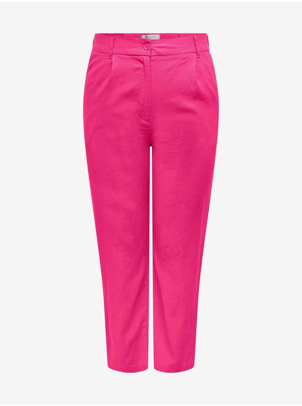 Only Dark pink women's linen trousers ONLY CARMAKOMA Caro - Ladies