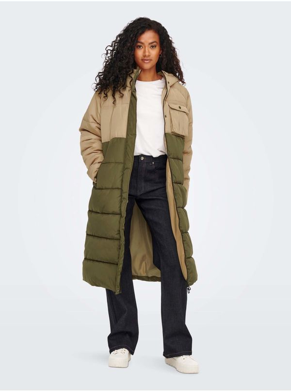 Only Green-Beige QuiltED Coat ONLY Becca - Women