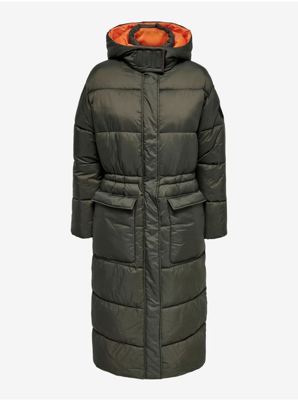Only Khaki Womens Quilted Winter Coat Hooded ONLY Puk - Women