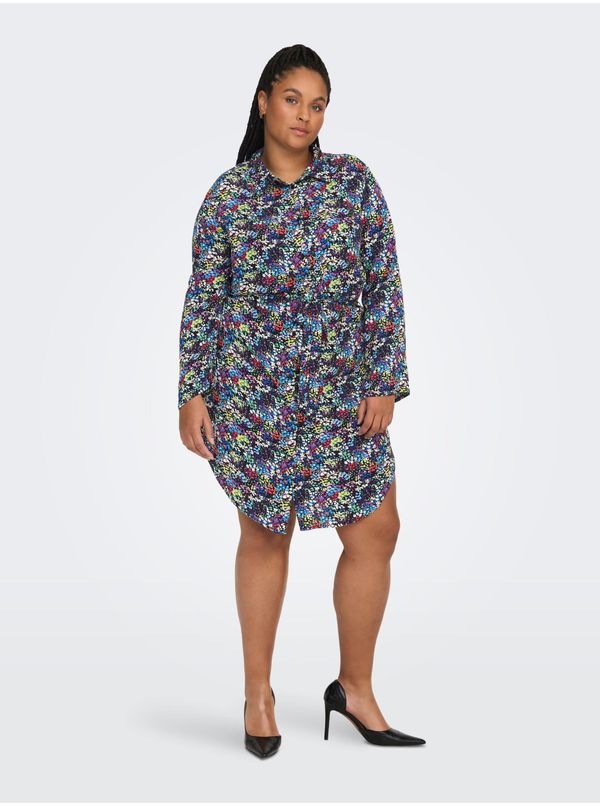 Only Purple-blue women floral shirt dress ONLY CARMAKOMA Ayana - Ladies