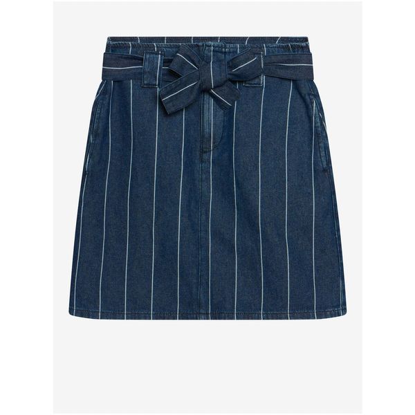 Orsay Blue Striped Short Denim Skirt with ORSAY Tie - Women