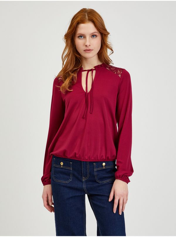 Orsay Burgundy Women's Blouse with Lace ORSAY - Ladies