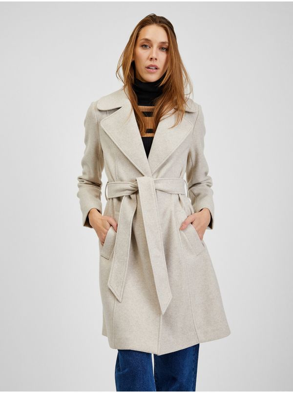 Orsay Orsay Beige Women's Winter Coat with Strap - Women