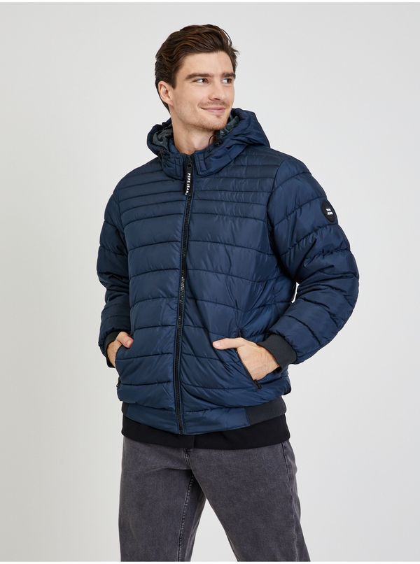 Pepe Jeans Dark blue Mens Quilted Winter Jacket with Hood Pepe Jeans James - Men
