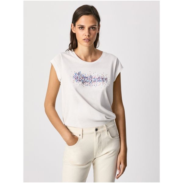 Pepe Jeans White Women's Sequin T-Shirt Pepe Jeans Berenice - Women
