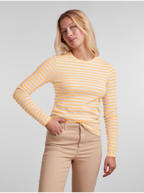 Pieces Yellow Women's Striped Basic Long Sleeve T-Shirt Pieces Hand - Women