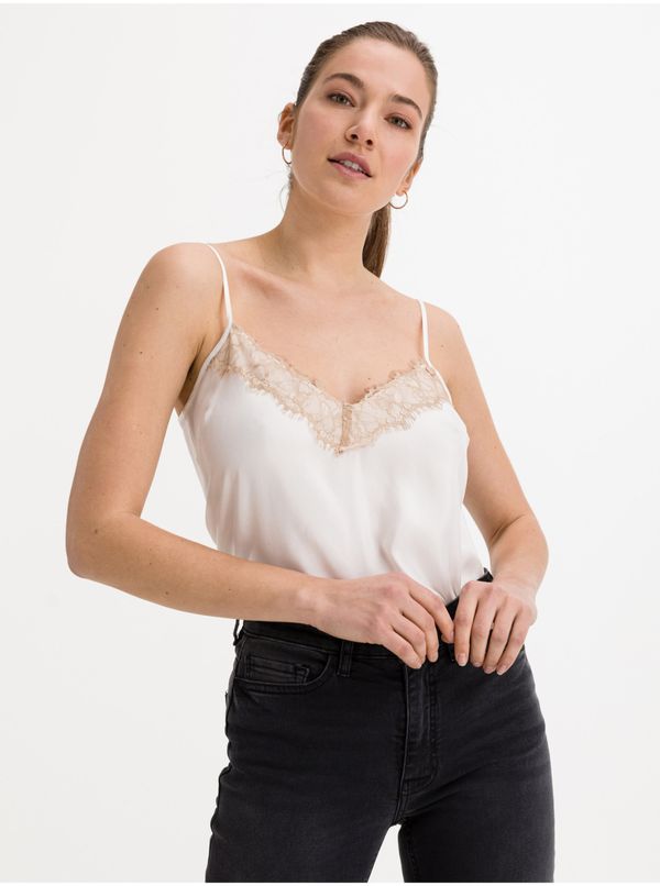Salsa Jeans White Women's Tank Top with Lace Salsa Jeans - Women